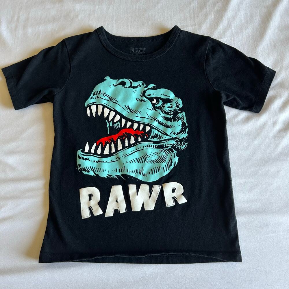 The Childrens Place Toddler Boys Black Dino Short Sleeve T-Shirt Size 5T